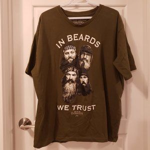 Duck Dynasty Men's Olive Green Graphic Cotton T-shirt - Size XXXL